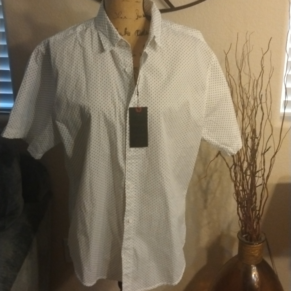 Drill clothing company bottom down slim fitted shirt